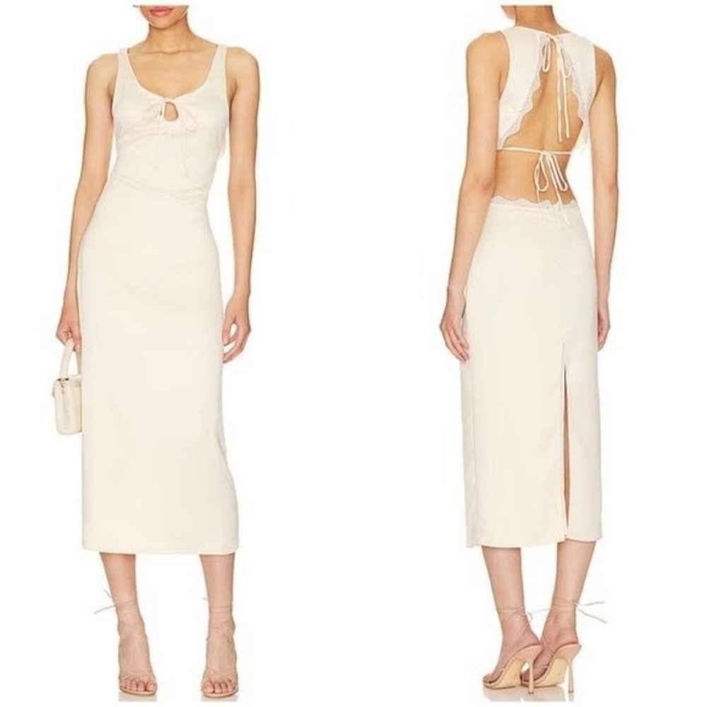 Camila Coelho Fern Midi Dress Cream Size XS